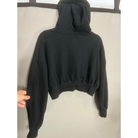 Women Aeropostale Black Crop Top Hoodie Sz S Y2K 2000s Grunge Emo Dark Fairy - Picture 2 of 10